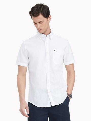 Férfi Tommy Hilfiger Custom fit essential cotton & linen Ingek Fehér | HU 1029BEX